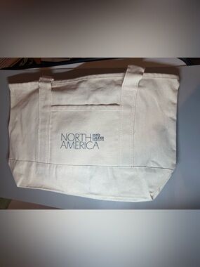 Estee Lauder Natural Canvas Tote Bag with North America Print